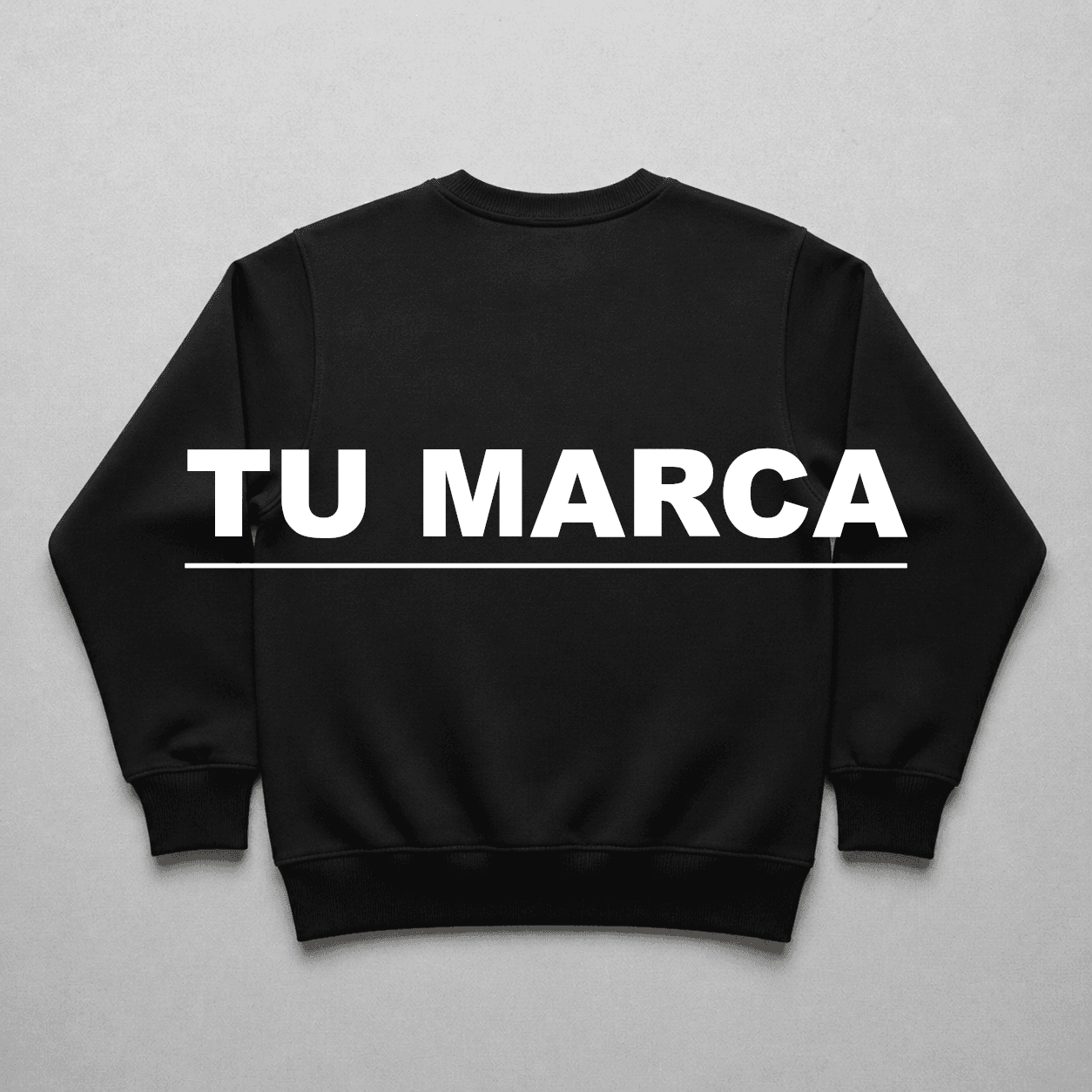 Tu Marca · Buzo Cuello Redondo Negro — dorso